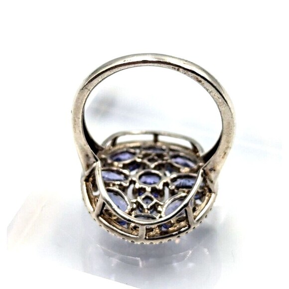 Sterling Silver 925 SNJ Tanzanite White Topaz MCM Style Statement Ring Sz 9 - Picture 13 of 16